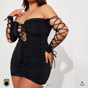 Fashion Nova Black Lace-Up Mini Dress